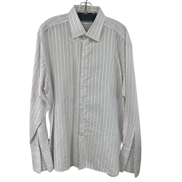 Ermenegildo Zegna Button Up Formal Dress Shirt Light Pink White Stripe XL 17 1/2 - Picture 1 of 8